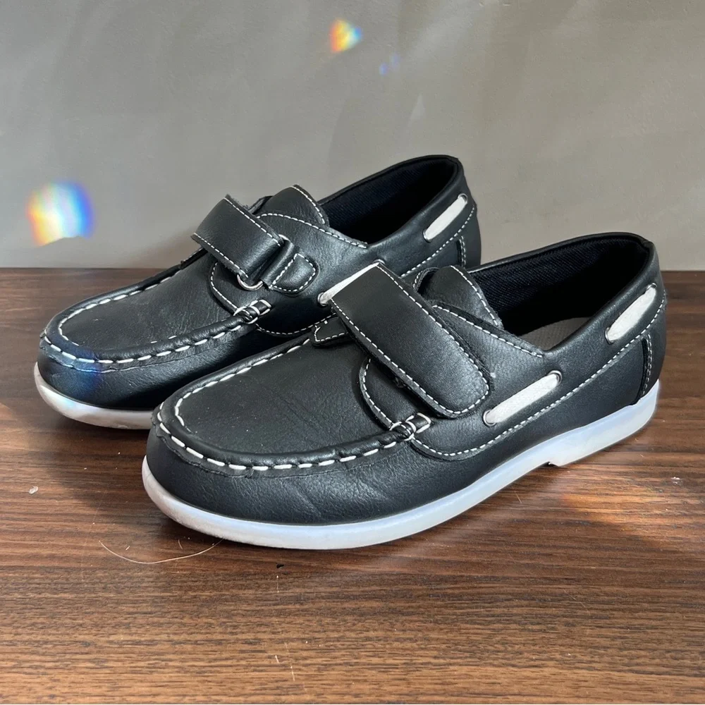 Jelly Beans Boys Black Boater Shoe 2